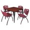 Regency Kahlo Square Table & Chair Sets, 36 W, 36 L, 29 H, Wood, Metal, Plastic Top, Cherry TPL3636CHBK47BY - alternate 1